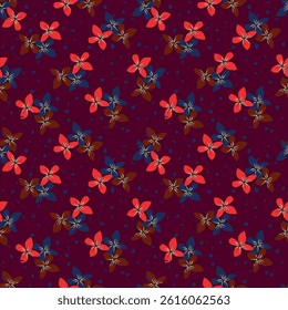 Seamless floral pattern with green, pink and black color hand draw art abstract flower and leaf background elements. Colorful flower garden pattern design vector
