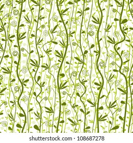 Seamless  floral pattern, green and summer seasonal vector background.