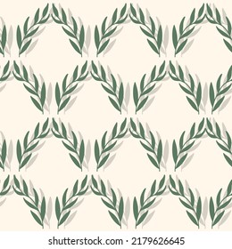 Seamless floral pattern with green twigs. Print for textile, wallpaper, covers, surface. Retro stylization. For fashion fabric.