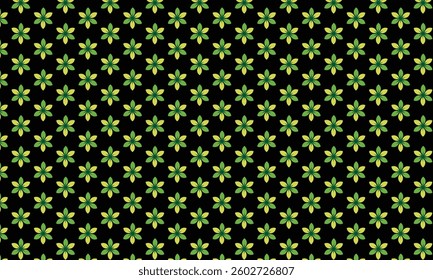 Seamless Floral Pattern in Green and Yellow Tones Background.
