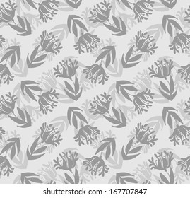 Seamless floral pattern, grey palette