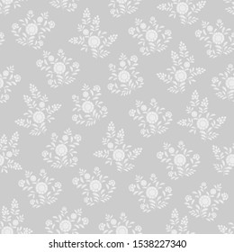 Seamless floral pattern grey and white