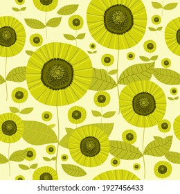 Patrón floral sin brillo con flor de resorte dibujado a mano.Ilustración vectorial.