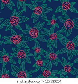 Seamless floral pattern with hand drawn roses. Elegant floral background. Vector illustration