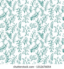 Seamless floral pattern. Hand drawn floral seamless background.