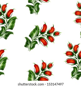 Seamless floral pattern, hand drawn, vector, illustration in Ukrainian folk style