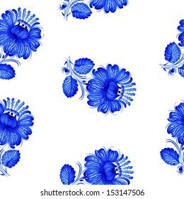 Seamless floral pattern, hand drawn, vector, illustration in Ukrainian folk style