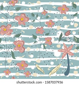 Seamless Floral Pattern. Hand Drawn. Vector Illustration
