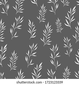 Seamless floral pattern. Seamless pattern with hand drawn forest leaves. Illustration in doodle style for wedding decoration, card, greeting, print and other floral vintage design.