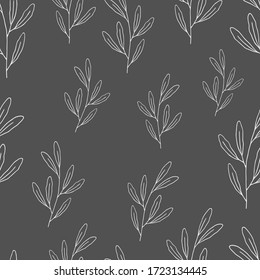 Seamless floral pattern. Seamless pattern with hand drawn forest leaves. Illustration in doodle style for wedding decoration, card, greeting, print and other floral vintage design.