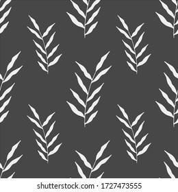 Seamless floral pattern. Seamless pattern with hand drawn forest leaves. Illustration in doodle style for wedding decoration, card, greeting, print and other floral vintage design.