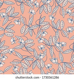 seamless floral pattern with hand drawn pink magnolia flowers. creative floral designs for fabric, wrapping, wallpaper, textile, apparel. vector illustration