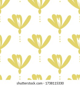 seamless floral pattern with hand drawn ellow snowdrops flowers. creative floral designs for fabric, wrapping, wallpaper, textile, apparel. vector illustration