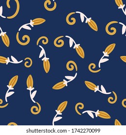 patrón floral sin fisuras con flores Lisianthus amarillo dibujado a mano. creativos diseños florales para tela, envoltura, papel pintado, textiles, prendas de vestir. ilustración vectorial