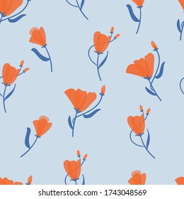 patrón floral sin fisuras con flores Lisianthus rojo dibujadas a mano. creativos diseños florales para tela, envoltura, papel pintado, textiles, prendas de vestir. ilustración vectorial