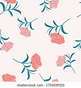 seamless floral pattern with hand drawn camellia flowers. creative floral designs for fabric, wrapping, wallpaper, textile, apparel. vector illustration