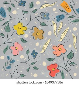 Seamless Floral Pattern. Hand Drawn. Vector Illustration