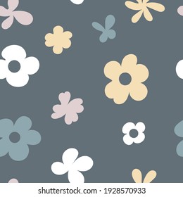 Patrón floral sin foco. Flores abstractas dibujadas a mano al estilo doodle. Colores pasteles. Impresión, textiles, papel de embalaje, papel pintado. Ilustración del vector