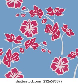 Seamless floral pattern Hand drawn large flower buds