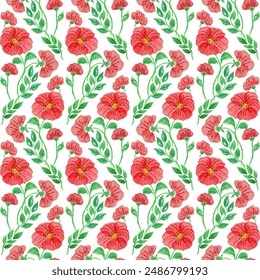 Seamless floral pattern with hand drawn elements