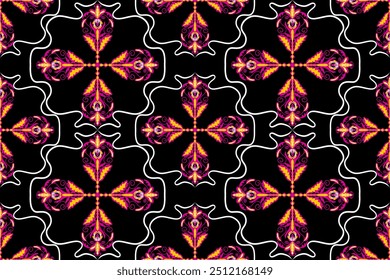 seamless floral pattern with hand drawn design in modern colorful tropical floral pattern. Cute botanical abstract unique background print for fabric, clothing, wrapping paper, cover, rug, home decor 