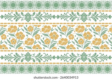 Seamless floral pattern in hand drawn line art. Elegant cotton flower layout. Trendy design for wrapping paper and fashion.

