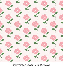 Padrão floral contínuo com rosas desenhadas à mão - design de mola minimalista