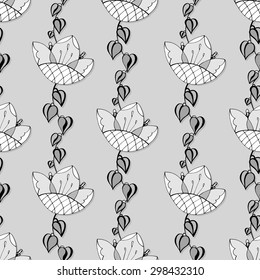 Seamless Floral Pattern. Hand Drawn Floral Texture, Decorative Flowers