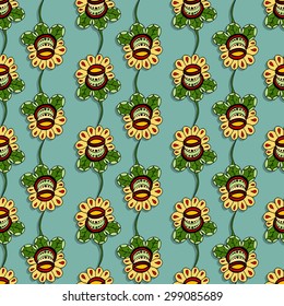 Seamless Floral Pattern. Hand Drawn Floral Texture, Decorative Flowers