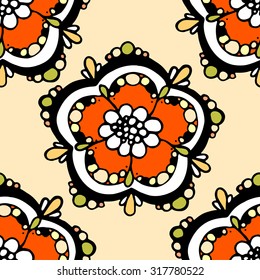 Seamless Floral Pattern. Hand Drawn Floral Texture, Decorative Flowers