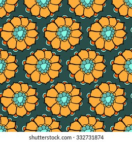 Seamless Floral Pattern. Hand Drawn Floral Texture, Decorative Flowers