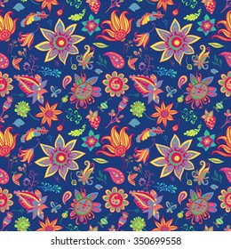 Seamless floral pattern hand drawn
