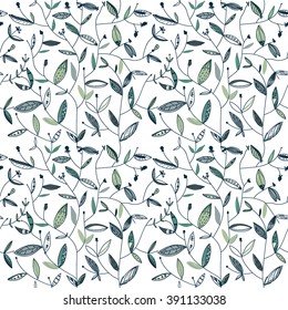 Seamless floral pattern. Hand drawn doodle flowers