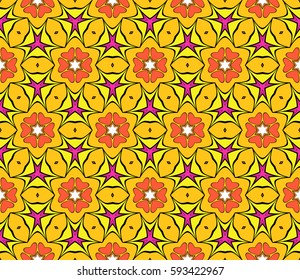 seamless floral pattern with hand drawn texture. Ornament for interior design, greeting cards, birthday or wedding invitations, fabric print. Ethnic background in arabian style.