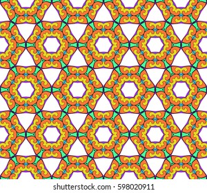seamless floral pattern with hand drawn texture. Ornament for interior design, greeting cards, birthday or wedding invitations, fabric print. Ethnic background in arabian style.