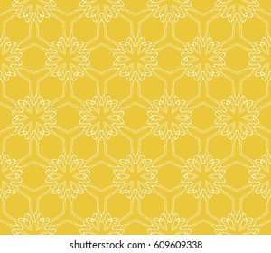 seamless floral pattern with hand drawn texture. Ornament for interior design, greeting cards, birthday or wedding invitations, fabric print. Ethnic background in arabian style.