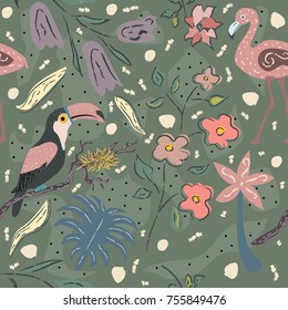 Seamless Floral Pattern. Hand Drawn. Vector Illustration