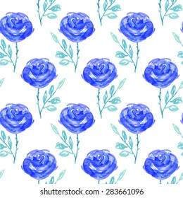 Seamless floral pattern. Hand painted rose flowers.  Graphic element for baby shower or wedding invitations, birthday card, printables, wallpaper, scrapbooking. Vector illustration.