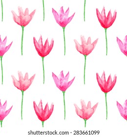 Seamless floral pattern. Hand painted watercolor flowers.  Graphic element for baby shower or wedding invitations, birthday card, printables, wallpaper, scrapbooking. Vector illustration.