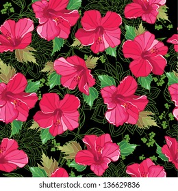 Seamless floral pattern, hand-drawing. Vector illustration.