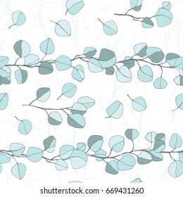 Seamless floral pattern with hand-drawn abstract plants on a white background. 