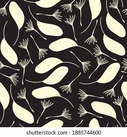 Seamless floral pattern with hand-drawn bird of paradise flowers and black background vector illustration. Good for fabric, wallpaper, card, stationary, apparel.