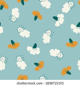 Seamless Floral Pattern With Hand-drawn Carnation Flowers Vector Illustration. Good For Textile, Fabric, Stationary, Cover, Wallpaper, Wrapping Wrap, Card, Greeting Card.