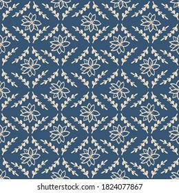 seamless floral pattern with hand-drawn doodle flower tile pattern vector illustration. Good for textile, fabric, postcard, card, print, wallpaper.