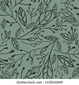 Seamless floral pattern with handdrawn elements