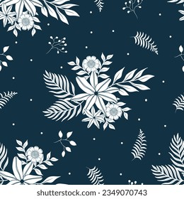 Seamless floral pattern.  Hand-drawn flat botanical background summer vector  design