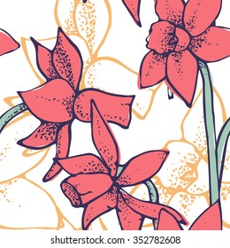 Seamless Floral Pattern With hand-drawn flowers