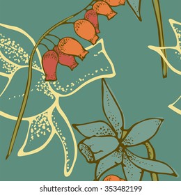 Seamless Floral Pattern With hand-drawn flowers