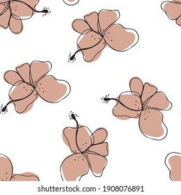 nahtlose Blumenmuster mit handgezeichneter Hippokus-Blumen-Vektorgrafik. Gut für Gewebe, Textilien, Wickelpapier, Tapete, stationär
