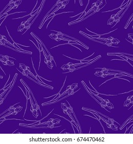 Seamless floral pattern with hand-drawn iris